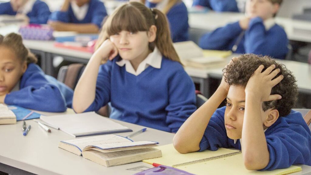 Secondary school children bored and disinterested in classroom