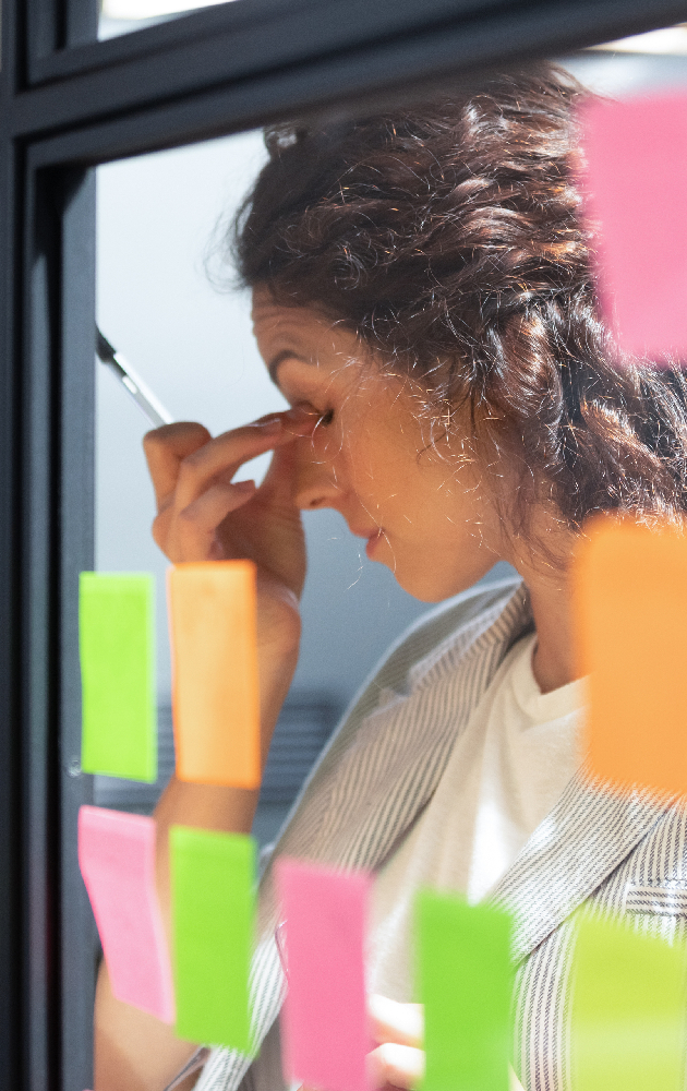 Teacher suffering from anxiety in classroom