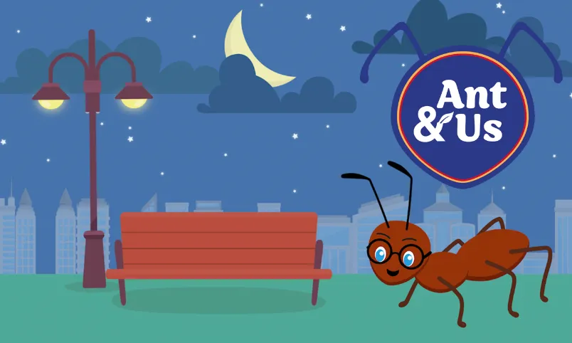 Animated Ant walks in the park